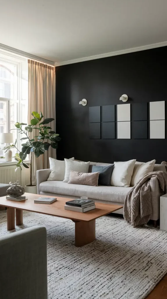Black Accent Wall in Living Room: 30 Bold & Stylish Design Ideas to Transform Your Space