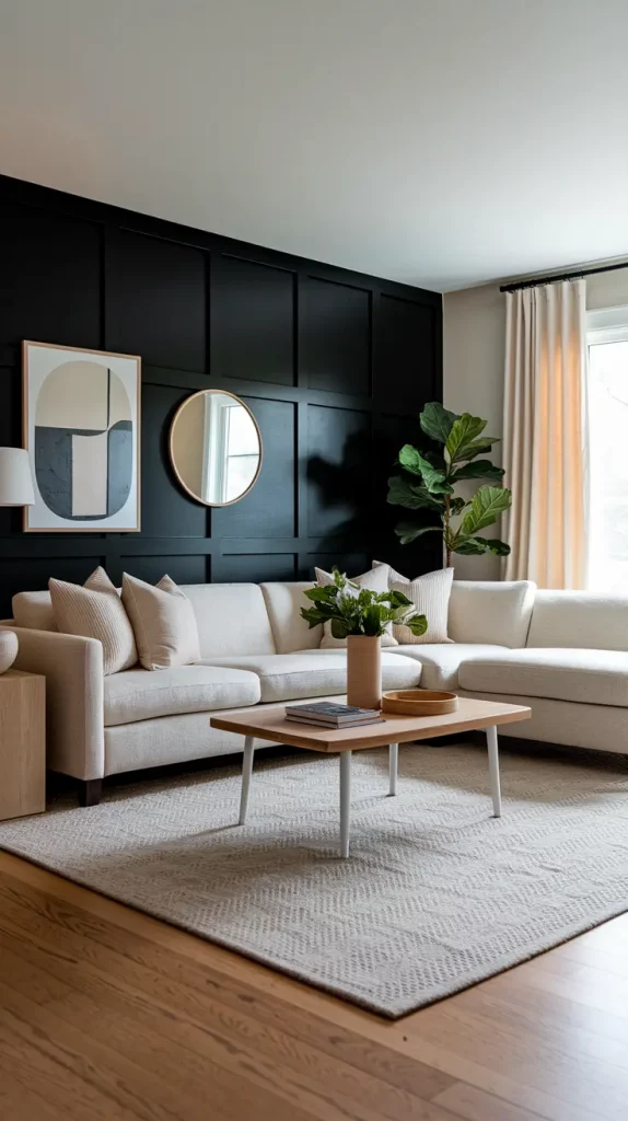 Black Accent Wall in Living Room: 30 Bold & Stylish Design Ideas to Transform Your Space
