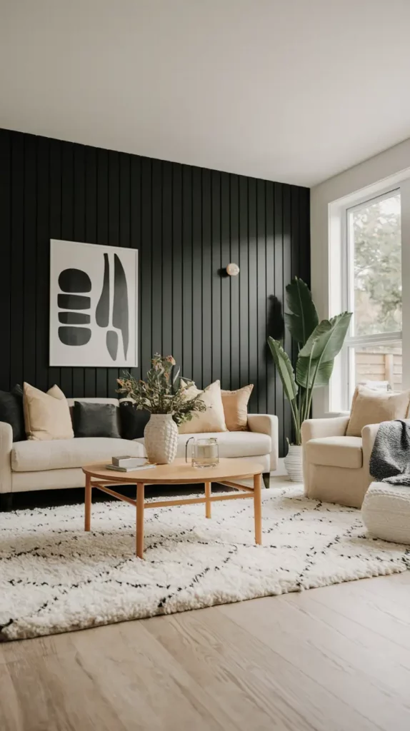 Black Accent Wall in Living Room: 30 Bold & Stylish Design Ideas to Transform Your Space