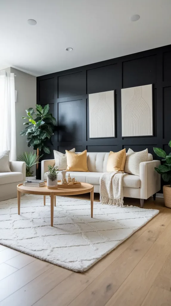 Black Accent Wall in Living Room: 30 Bold & Stylish Design Ideas to Transform Your Space