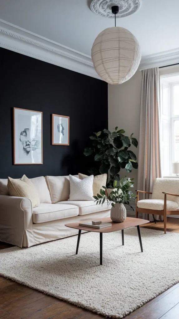 Black Accent Wall in Living Room: 30 Bold & Stylish Design Ideas to Transform Your Space