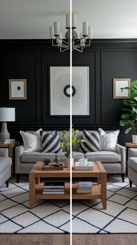 Black Accent Wall in Living Room: 30 Bold & Stylish Design Ideas to Transform Your Space