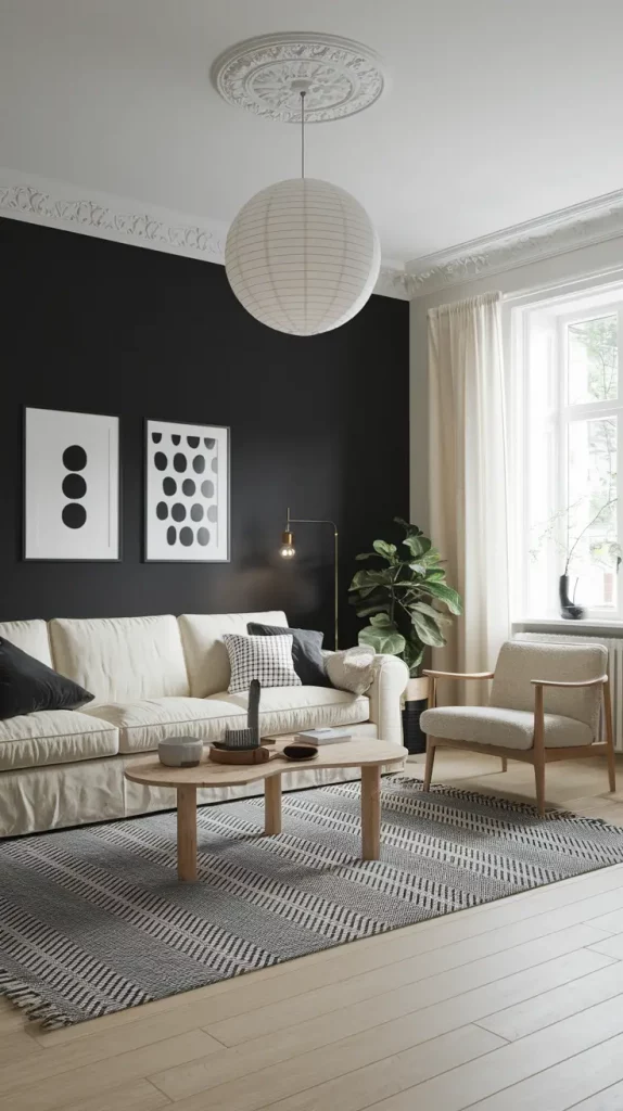 Black Accent Wall in Living Room: 30 Bold & Stylish Design Ideas to Transform Your Space