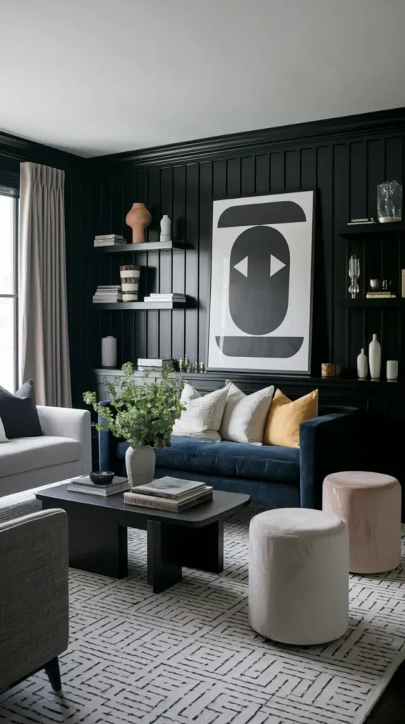 Black Accent Wall in Living Room: 30 Bold & Stylish Design Ideas to Transform Your Space
