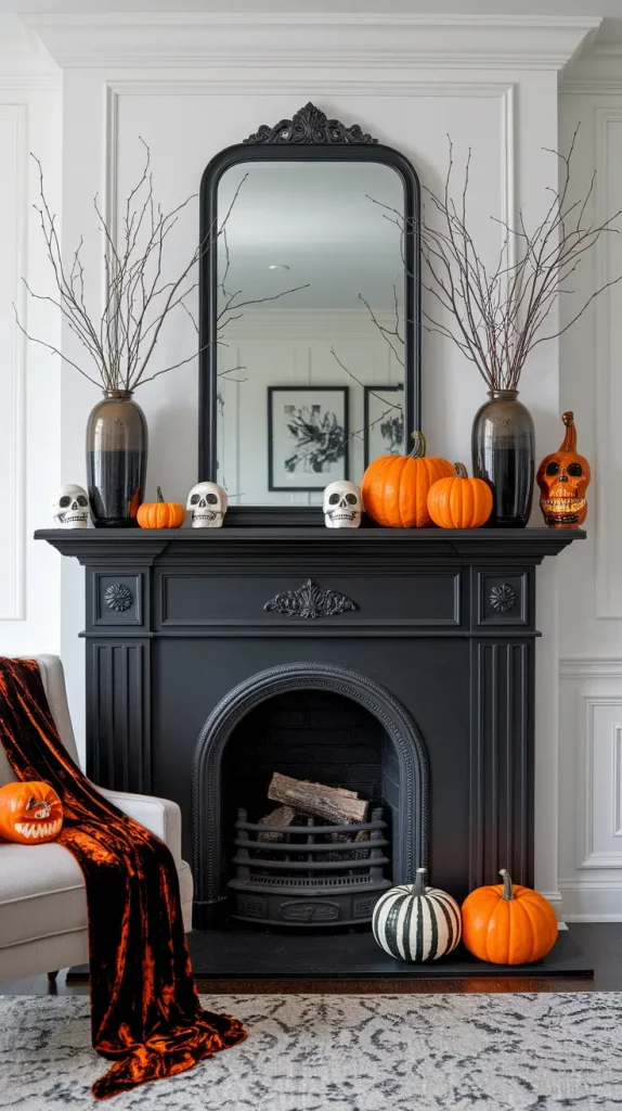 30 Stunning Halloween Fireplace Decor Ideas 2025 for a Spooky-Chic Home