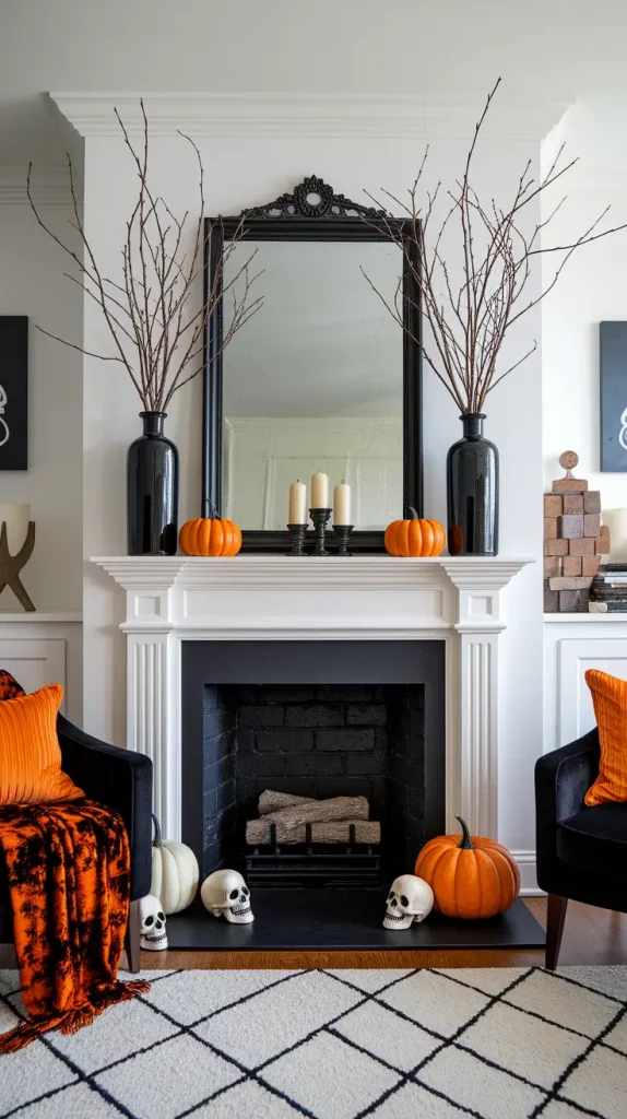 30 Stunning Halloween Fireplace Decor Ideas 2025 for a Spooky-Chic Home