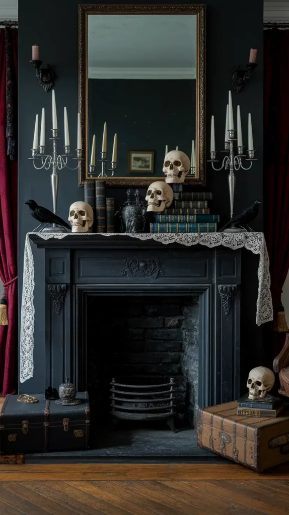 30 Stunning Halloween Fireplace Decor Ideas 2025 for a Spooky-Chic Home