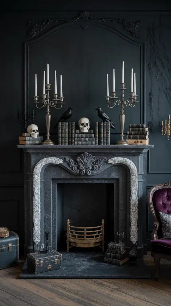 30 Stunning Halloween Fireplace Decor Ideas 2025 for a Spooky-Chic Home