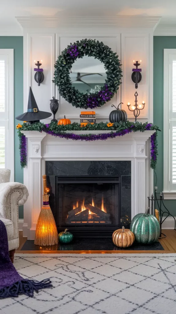 30 Stunning Halloween Fireplace Decor Ideas 2025 for a Spooky-Chic Home