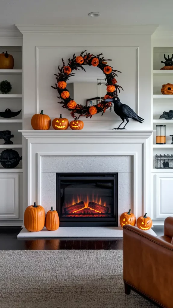 30 Stunning Halloween Fireplace Decor Ideas 2025 for a Spooky-Chic Home