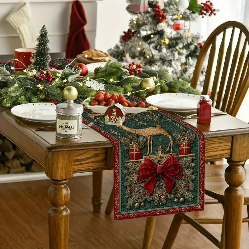 1 reindeer floral pattern printed table - Temu Bahrain