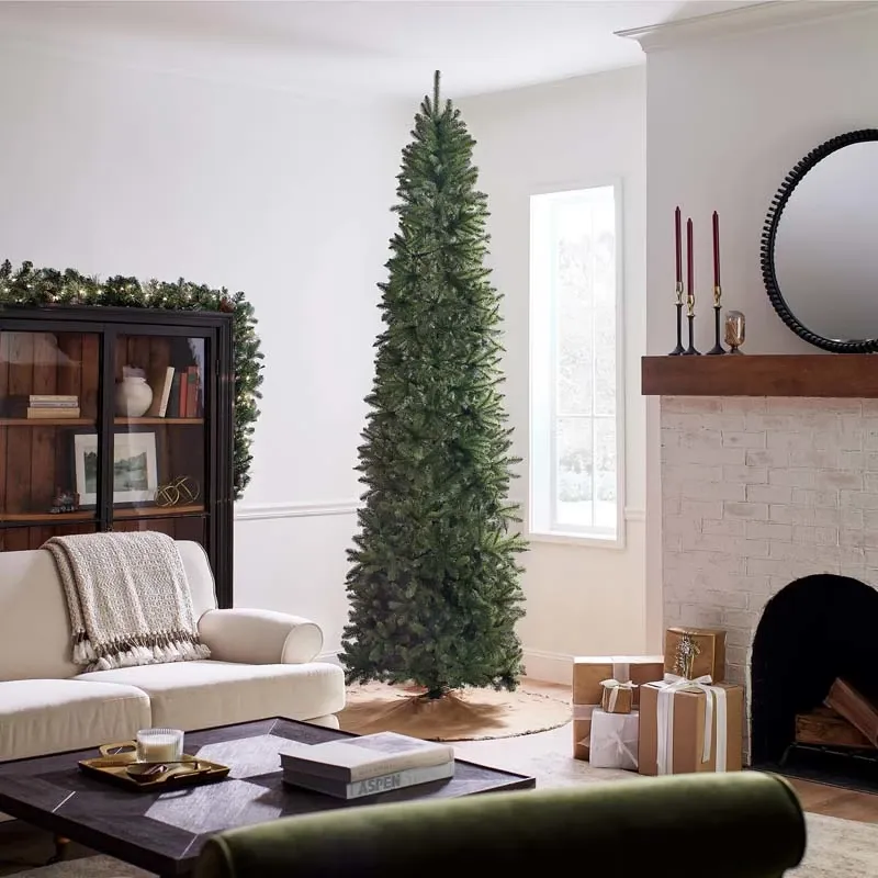 10 ft Slim Artificial Christmas Tree | Kingswood Fir | Includes Stand -  Angel Tree Topper Shop