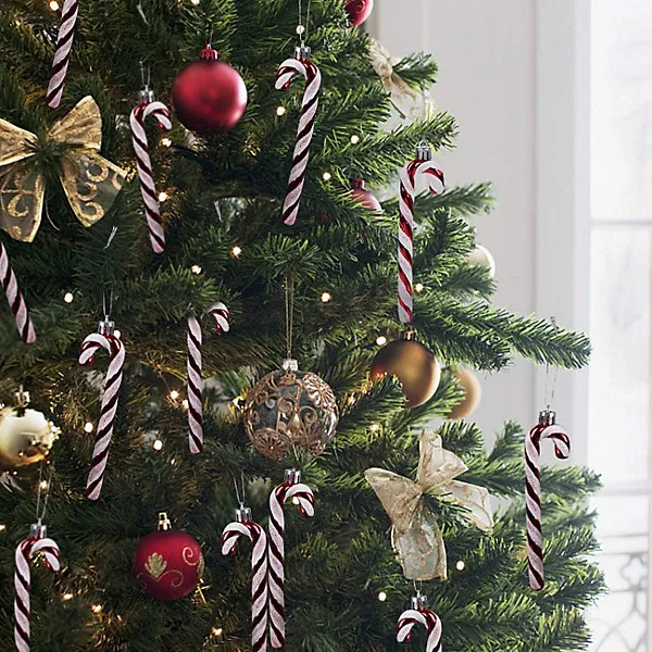 12 Pack Candy Cane Christmas Decorations Red and White Baubles Small  Hanging Ornament for Christmas Tree