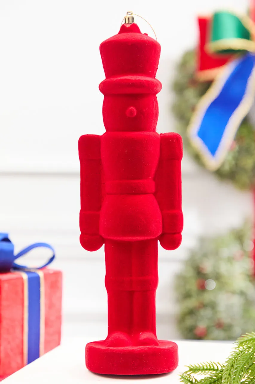13' Flocked Red Nutcracker Ornament - Decorator's Warehouse