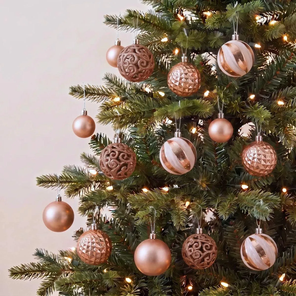 16pcs Set Rose Gold Christmas Hanging Baubles Ornament (D39)