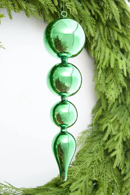 19.5' Green Glass Finial Ornament - Decorator's Warehouse