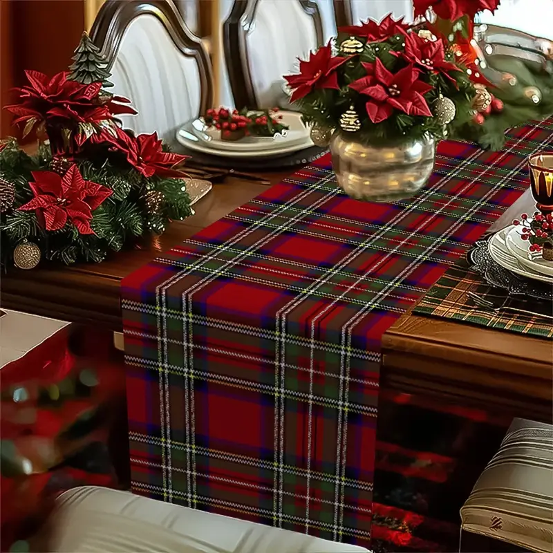 1pc christmas table runner red plaid print design suitable - Temu Mauritius