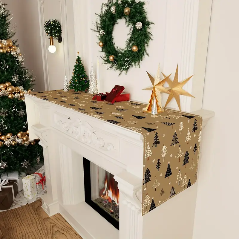 1pc rustic linen christmas tree table runner 13x36 48 72 90 - Temu Cyprus