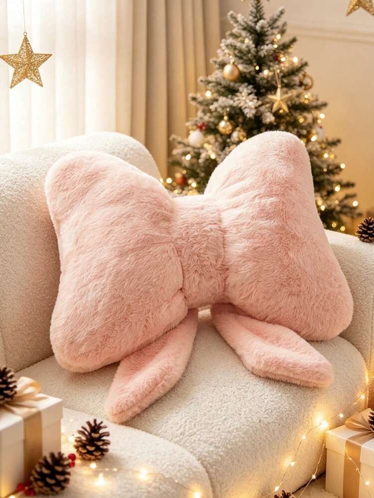 1pc Soft Plush Bow Cushion Decorative Pillow, Cute Bow Plush Throw Pillow  For Sofa Bed, Bedroom Living Room Decor, Pillow Case, Women's Gift, Outdoor  Garden Cushion, Thanksgiving Halloween - Product