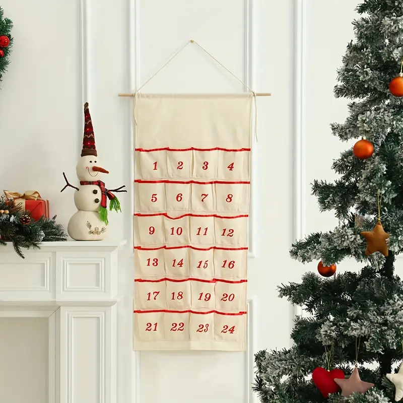 24-Pocket Christmas Advent Calendar with Pockets - Wall Hanging Gift Bag  for Holiday Decor, Room Aesthetics & *