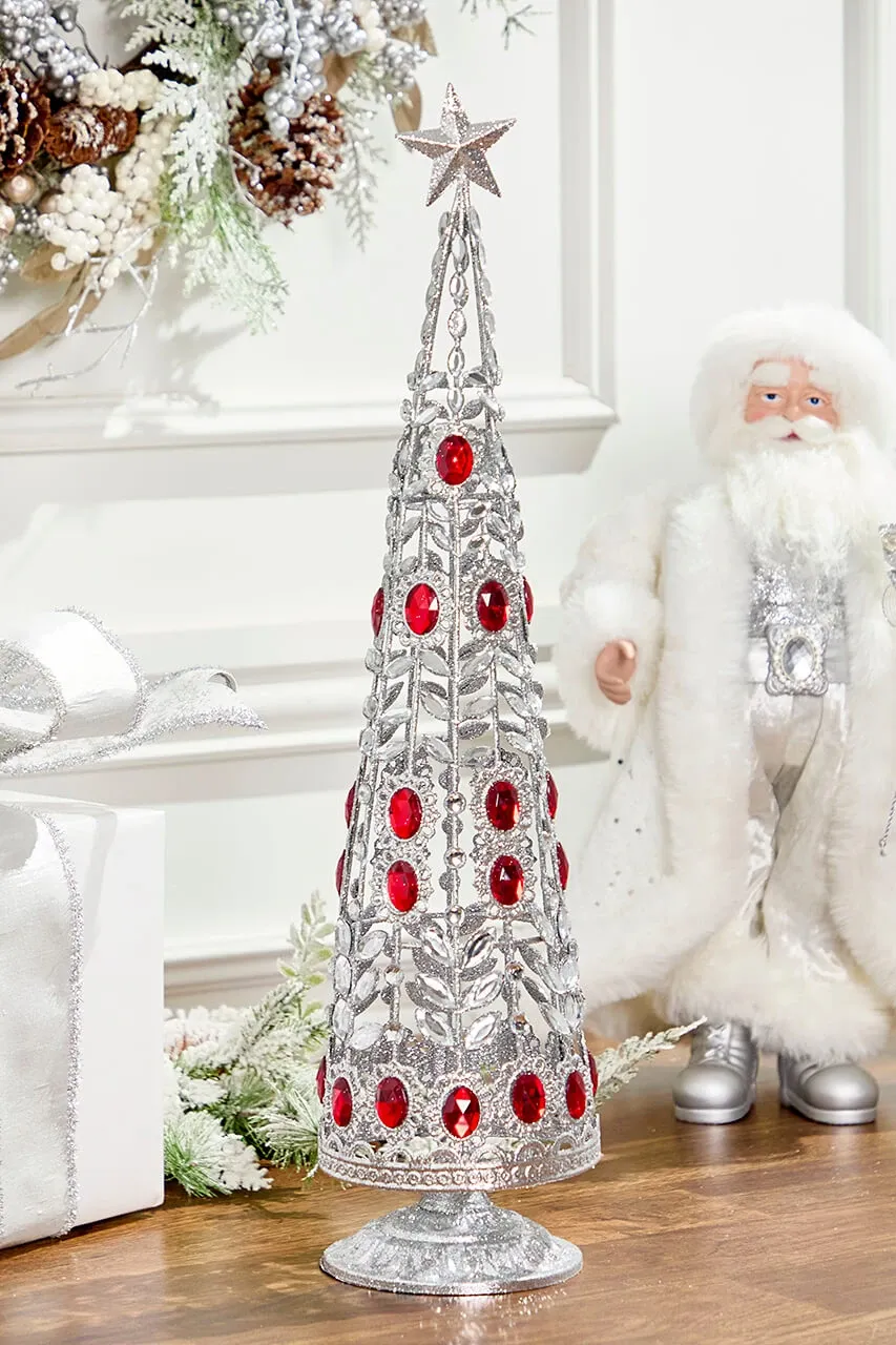 24' Silver Red Wire Tree - Decorator's Warehouse