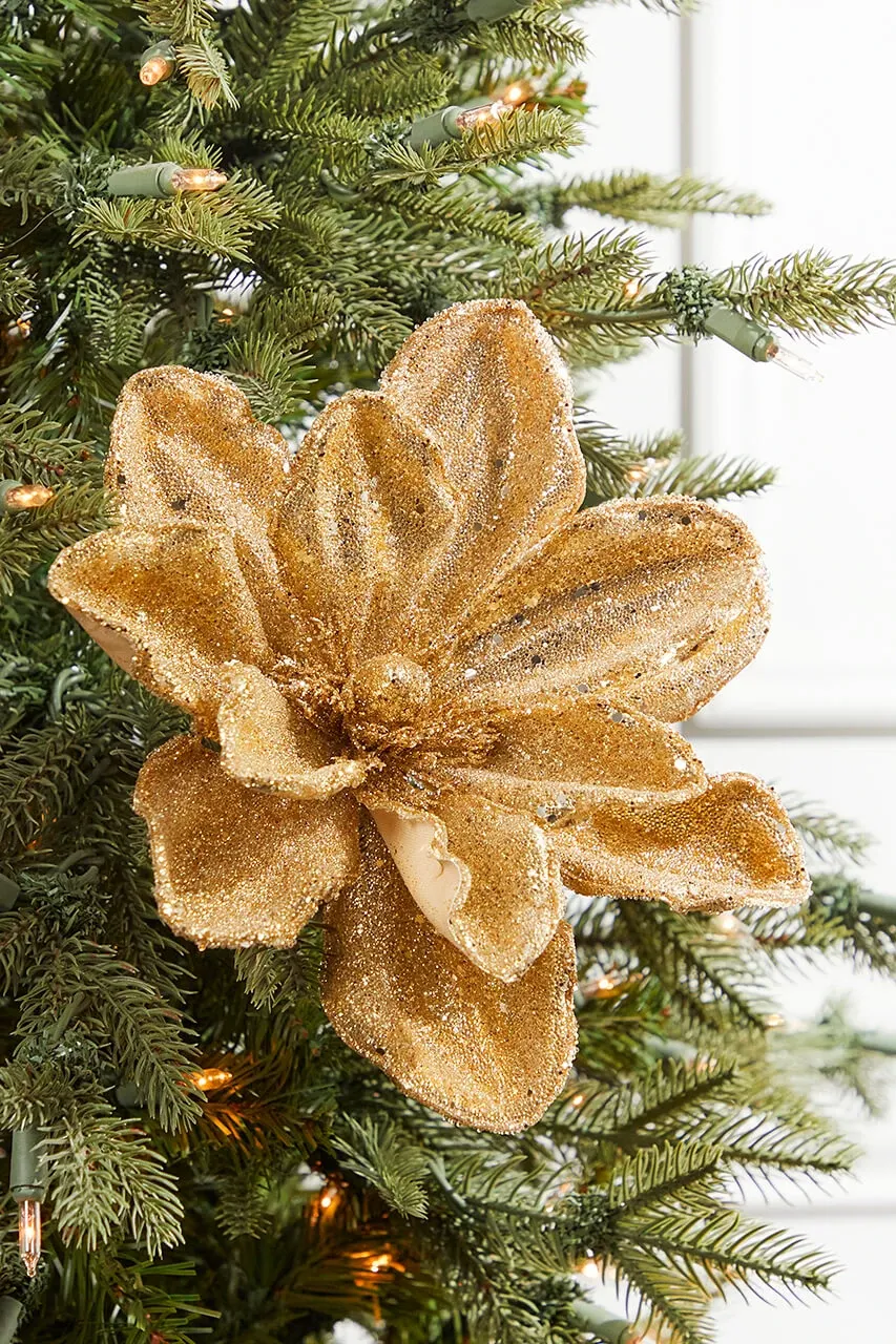 24' x 10' Gold Micro Beaded Sequins Magnolia Stem - Decorator's Warehouse
