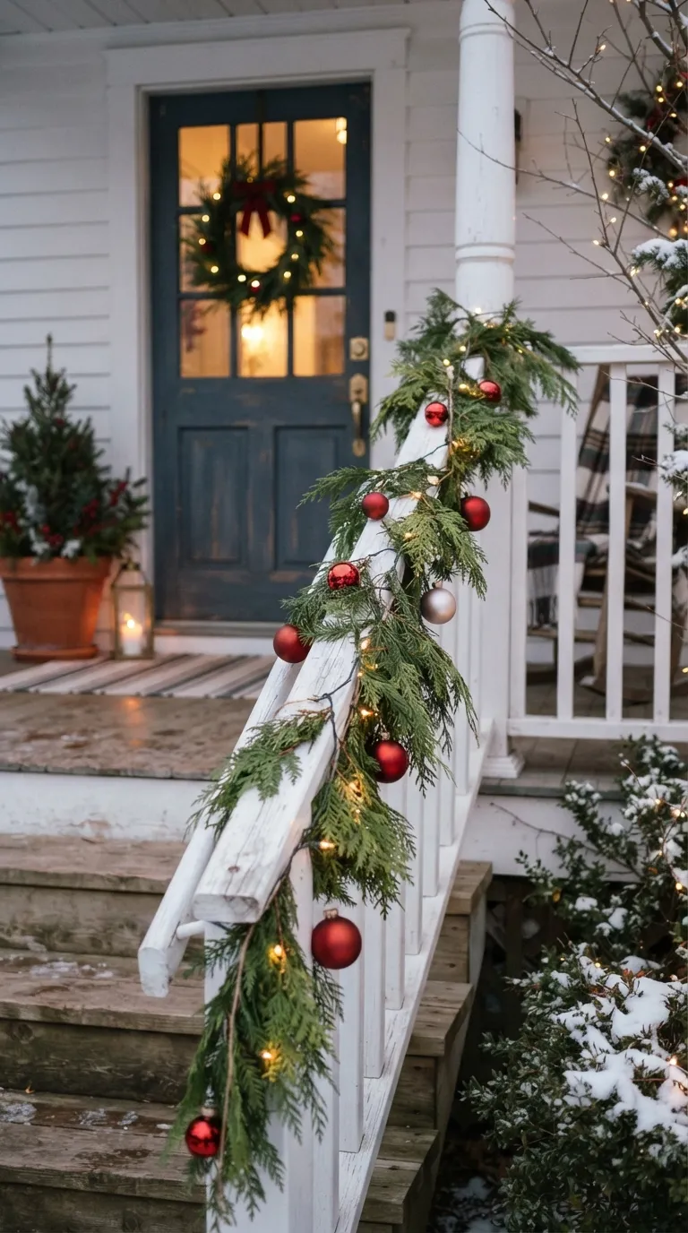 25 Christmas Front Porch Decorating Ideas On A Budget That Wow Neighbours Without Breaking $50 - Zinnie's Apron