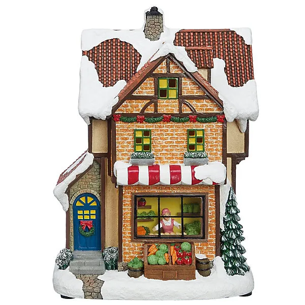 30 Piece Christmas Village Set with LED Lights & Music, Hand Crafted Holiday  Display with Timer,