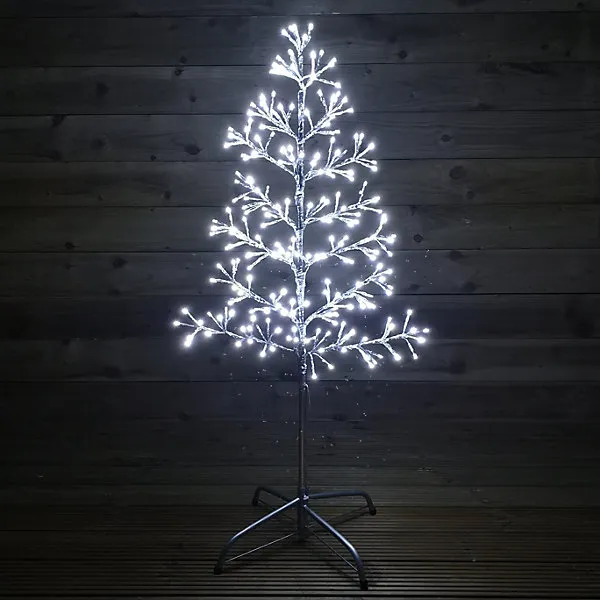 3.5ft Cool White 230 LED Silver Christmas Tree Metal Frame Silhouette  Decoration