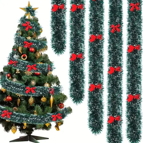 3pcs 20ft long christmas tip tinsel garland red silvery metallic streamers  ceiling hanging decorations indoor and outdoor disco party supplies - home  & kitchen - Temu