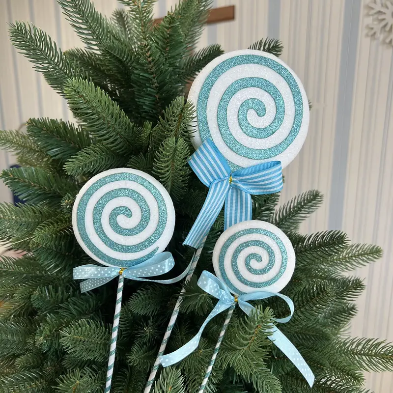3pcs blue christmas tree candy ornaments 9 8 macaron style - Temu