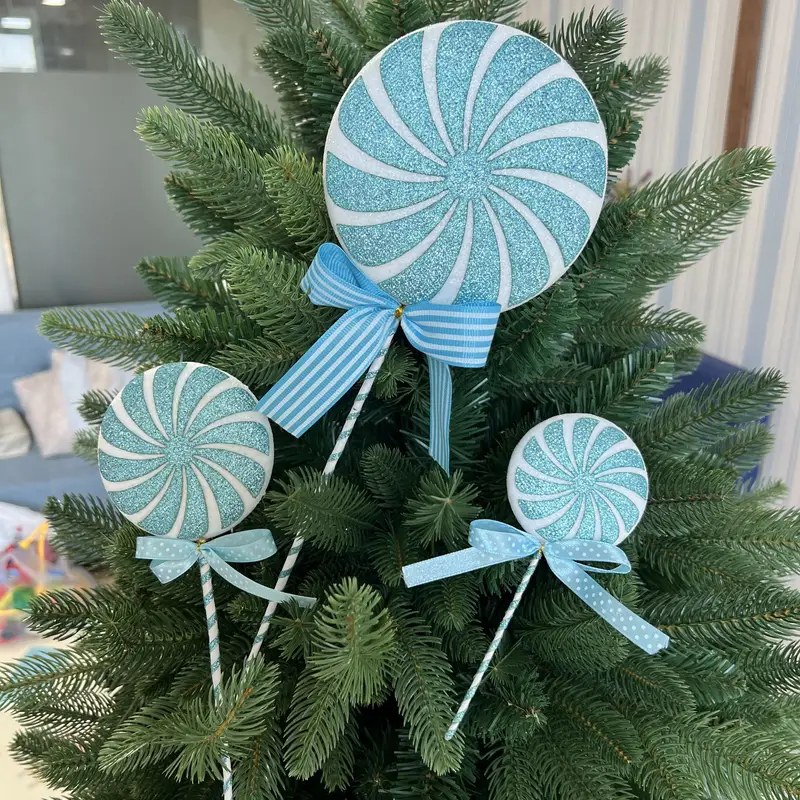 3pcs blue christmas tree candy ornaments 9 8 macaron style - Temu