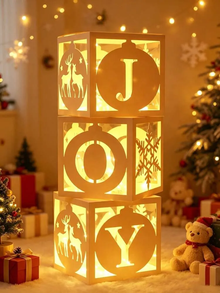3pcs Christmas Tree Decor Boxes, Christmas Gift Boxes, Christmas Hollow  Decorative Stackable Boxes, Without Lights, Christmas House Decor, 2027  Christmas Home Decoration, 2027 New Year Background De