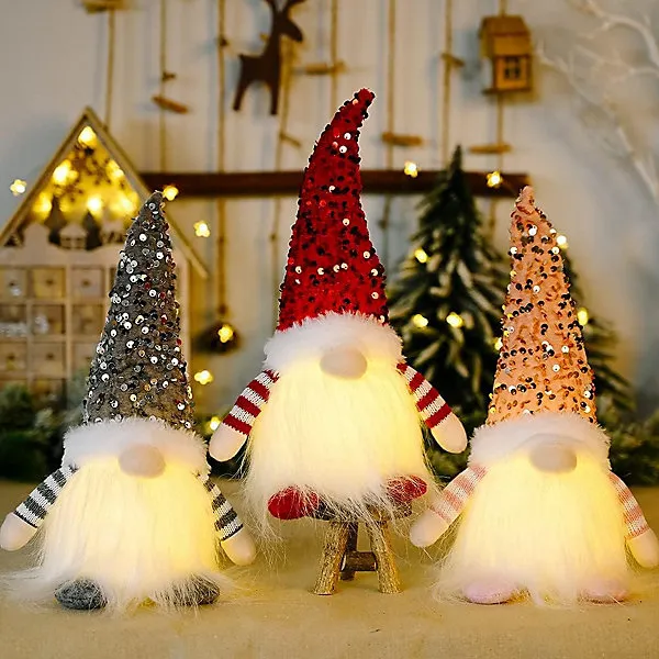3PCS Light Up Gonks Christmas Decoration, Christmas Gonks With Light,  Swedish Santa Gnome with Glittery Hat