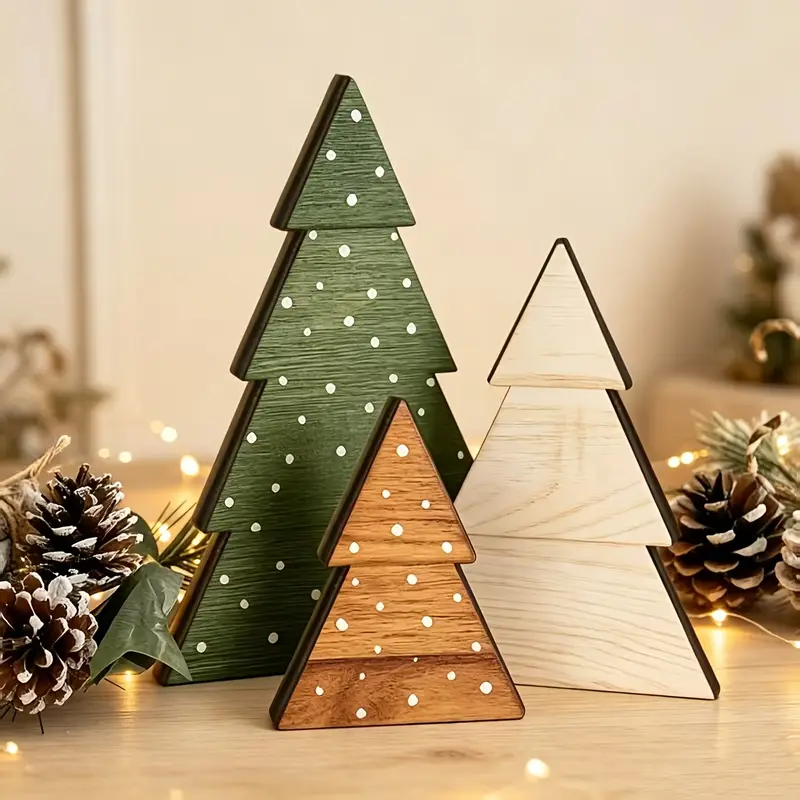 3pcs wooden christmas tree ornaments snowflake party table - Temu Oman