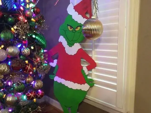 4 foot Grinch Stealing Christmas Lights Christmas yard art | #1844548689
