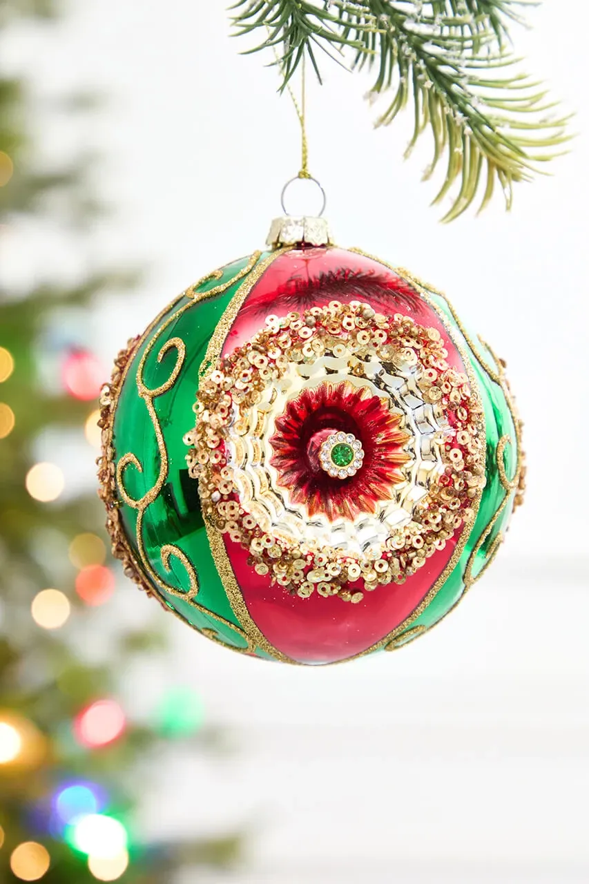 4' Glass Reflector Regal Ball Ornament - Decorator's Warehouse