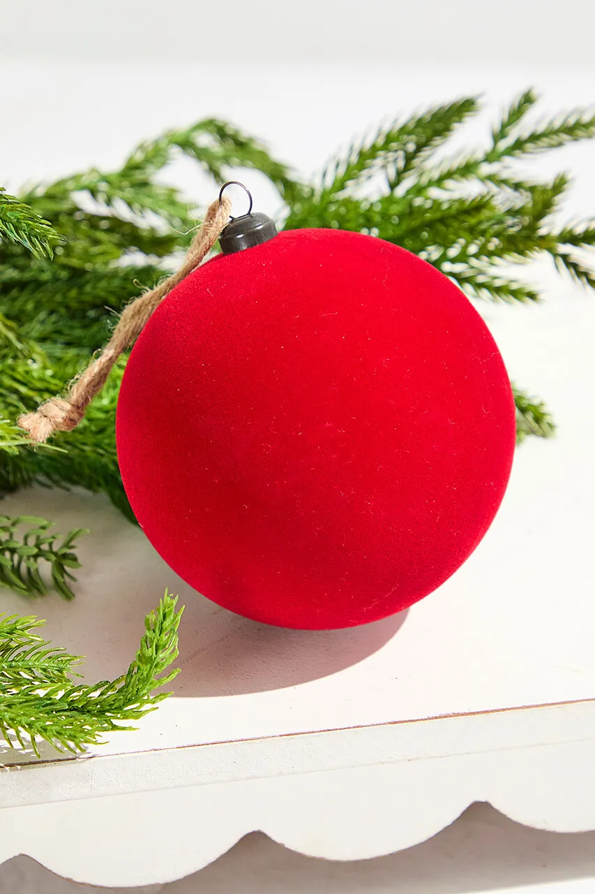 4' Red Velvet Flocked Ornament