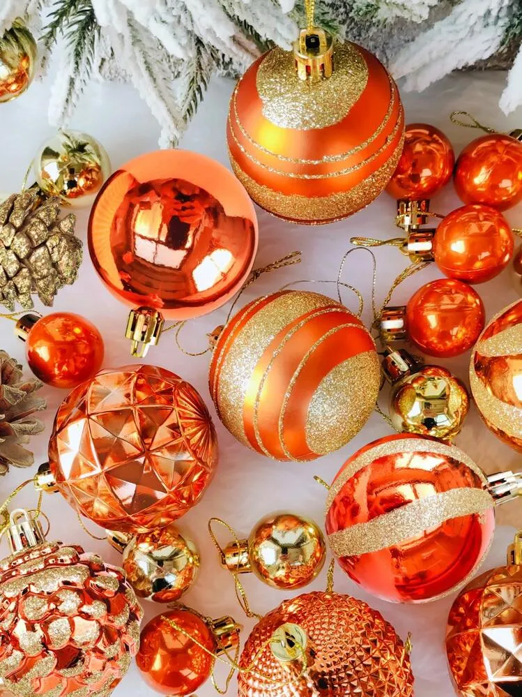 42pcs Christmas Balls, Ornament Set, Tree Ornaments, Orange Pine Cone  Shaped Ornaments, Creative Painting, Decorations For Christmas Parties,  Wreaths, Trees, Suitable For Home Decorating | SHEIN USA
