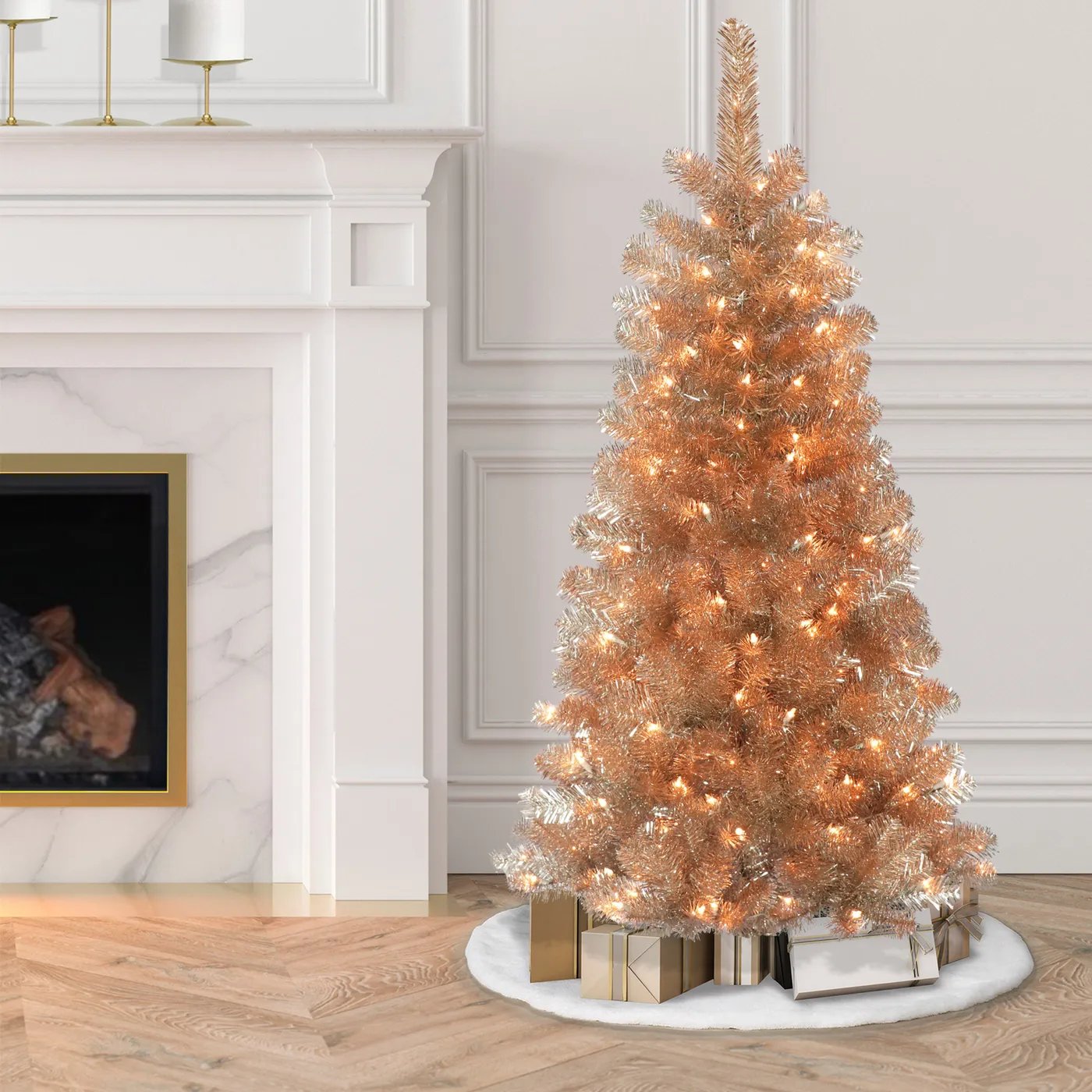 4.5 ft Pre-Lit Rose Gold Tree | Puleo Christmas Trees – puleointl