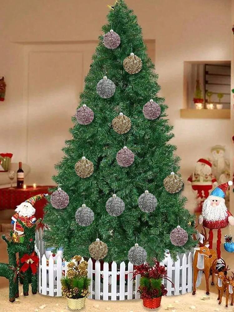 4pcs Multi-Style Shiny Christmas Tree Decorative Balls, Pink, Silver, Gold  Glitter Hanging Ornaments, Multi-Functional Holiday Decorations, Suitable  For Christmas, New Year And Winter Scenes, No Ele