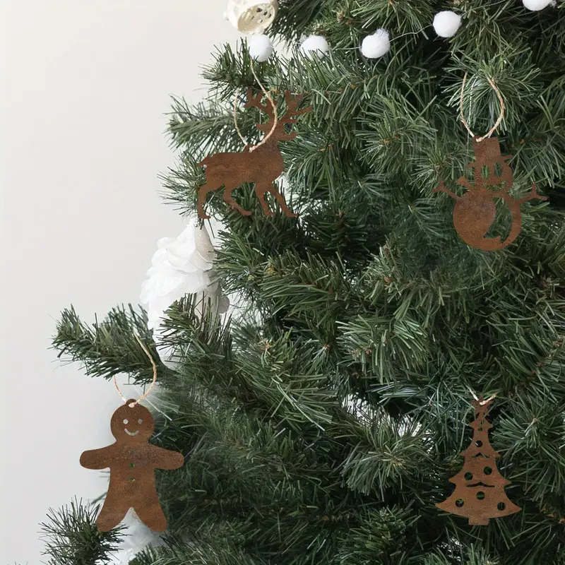 4pcs rusty christmas ornaments metal decorations trees - Temu