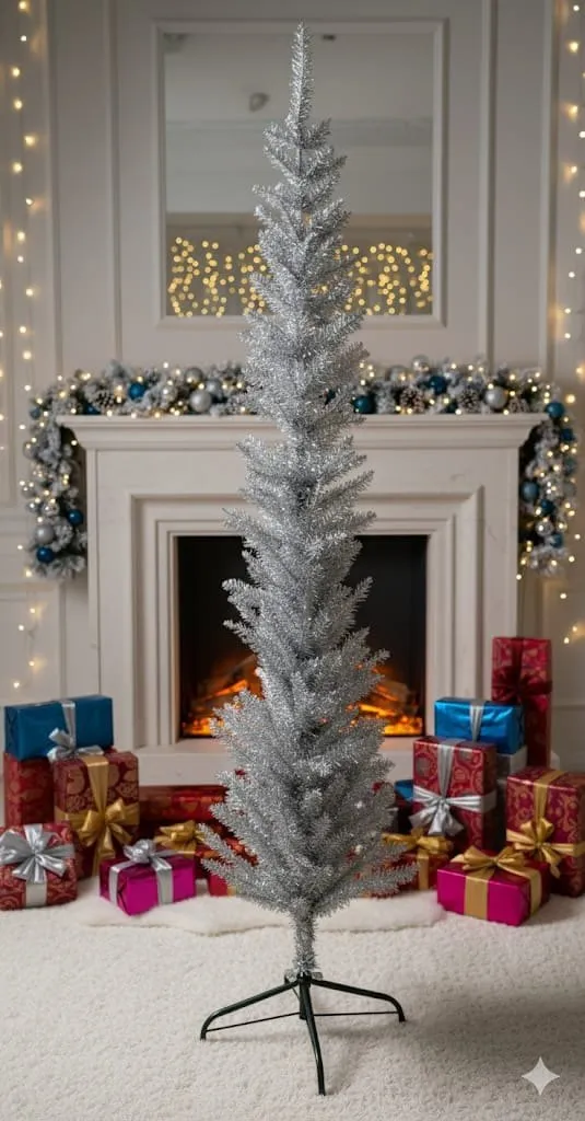 6 Feet Silver Artificial Christmas Tree (180 cm) - Metallic Tinsel Holiday  Decor at ₹ 1350/piece in New Delhi
