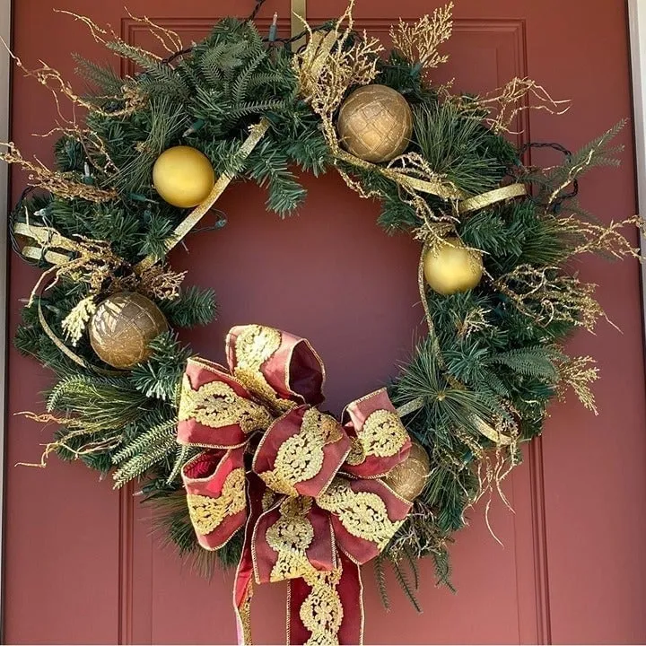 60 inch Prelit Large Christmas Wreath for Front Door & Outdoor Display  Outdoor Holiday Pine Wreath large Christmas Door Wresth