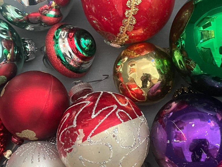 60 Pcs Shiny Brite Blown Glass Ornaments For Sale at 1stDibs