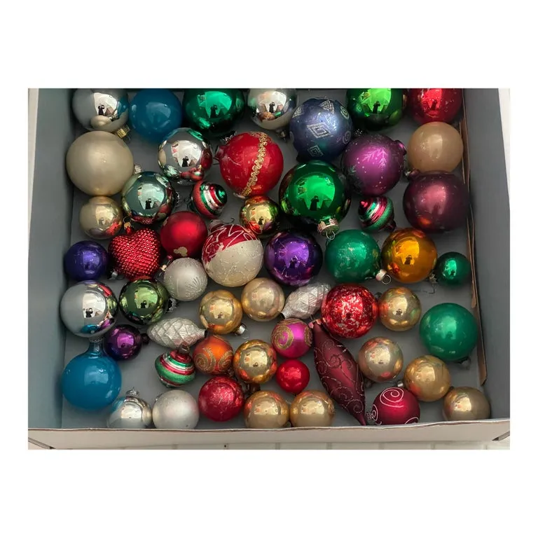 60 Pcs Shiny Brite Blown Glass Ornaments For Sale at 1stDibs