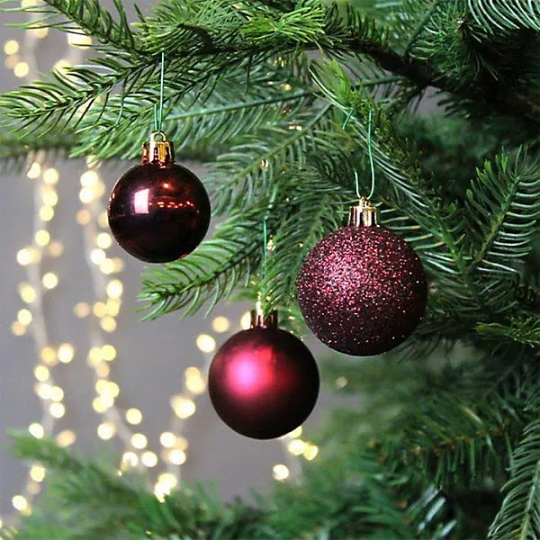 60mm/18Pcs Christmas Baubles Shatterproof Burgundy,Tree Decorations