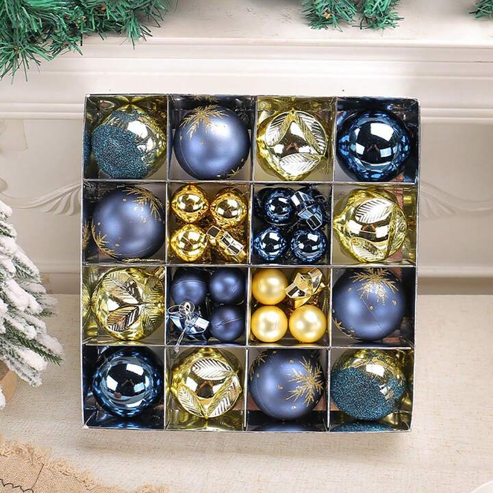 60mm/2.36 '44 Pieces Set Of Luxury Navy Blue And Gold Christmas Balls, Christmas  Tree Decoration Balls, Anti Drop Plastic Decoration Christmas Balls,  Suitable For Christmas Trees, Wreaths, Wreaths, 