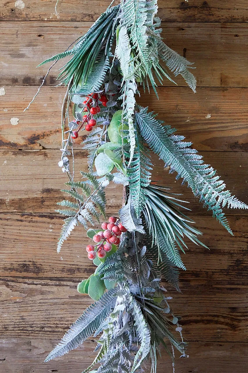 65” Flocked Fern Garland