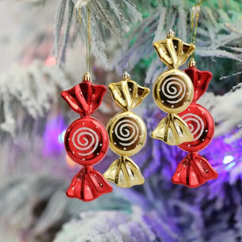 6pcs christmas hanging candy ornaments electroplated plastic - Temu